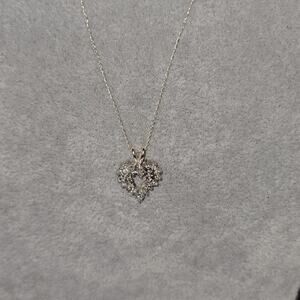 Vintage 1980s 18" Marsala 10K Gold & 1/4 CTTW Diamond Heart Pendant Necklace